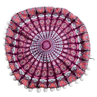 Imagem de Fronha com estampa redonda de 17 polegadas, capa decorativa de poliéster, impressão de arte dupla face, fecho lateral lavável 43 x 43 cm para sofá, quarto, sala de estar, café, vários designs (#1)