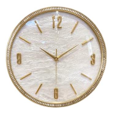 Imagem de AkosOL Relógio de parede interno de latão moderno estilo simples silencioso sem tique-taque relógio de parede de quartzo de qualidade operado por bateria redondo decorativo fácil de ler decoração de