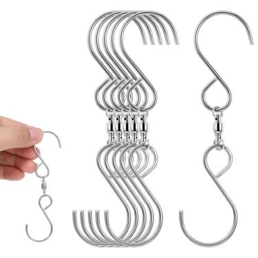 Imagem de WLLHYF 6 peças de ganchos giratórios duplos clipes de cristal giratórios de 360 graus clipes de meia de vento de aço inoxidável sinos de vento ganchos de pendurar para pendurar giradores de vento