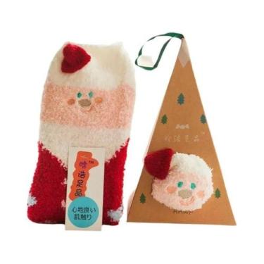 Imagem de Meias De Natal Térmicas Femininas De Veludo Macio E Peludo, Quentes E 