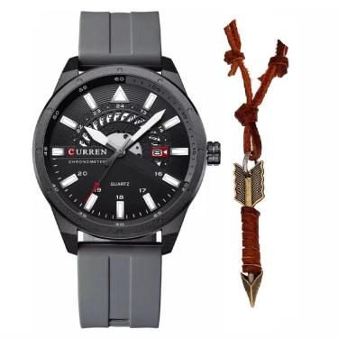 Imagem de Relógio Analógico Masculino Curren Esportivo + Colar Flecha-Masculino