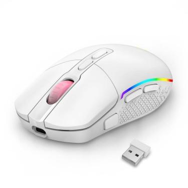 Imagem de Mouse Gamer Sem Fio Redragon Invader Pro, RGB, 10000 DPI, 9 Botões, Wireless, Branco - M719W-RGB-PRO-Unissex