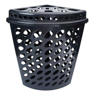 Imagem de Cesto telado triangular preto plasnew 43,7l