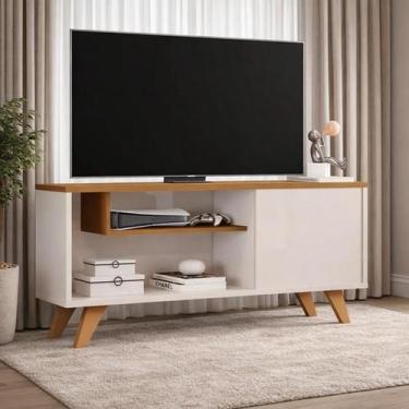 Imagem de Rack Bancada 1 porta e nicho Pés palito P/ Tvs Até 43 Eitor - Cores - 