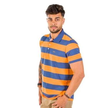 Imagem de Camiseta Polo Listrada Laranja-Masculino