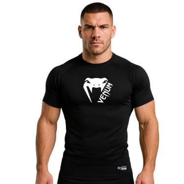 Imagem de Camisa De Compressão Masculina Rashguard Venum Basic Black Manga Curta-Unissex