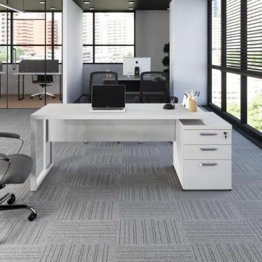 Imagem de Mesa Escritório Extensível 170cm a 192cm 3 Gav. Pé Metal F5 - F5 Offic