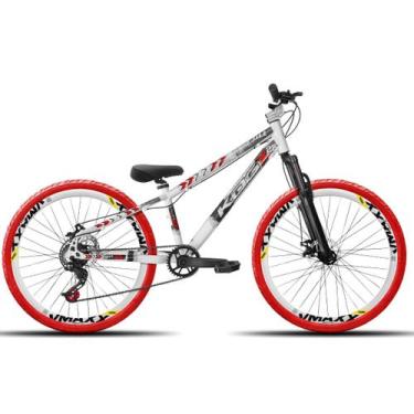 Imagem de Bicicleta aro 26 KOG Freeride Kit Single Pneus Flame, Branco, Vermelho