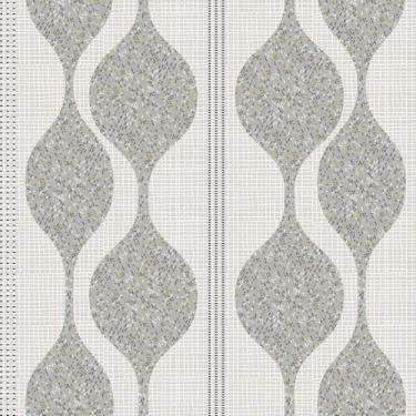 Imagem de Vinjiasin Papel de parede geométrico moderno Wave Peel and Stick – Linhas abstratas cinza azul, papel de parede autoadesivo removível para paredes de quarto e sala de estar, 43 x 203 cm