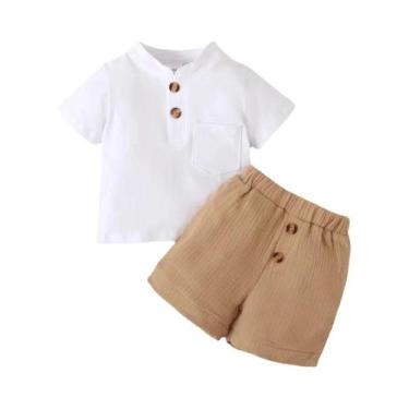 Imagem de Conjunto De Verão Para Bebê Menino 3-24 Meses Camiseta Branca De Manga