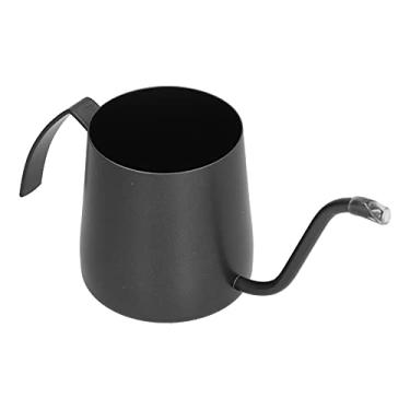 Imagem de Bule de chá pescoço de ganso, bule de café de aço inoxidável com bico longo e estreito, chaleira de chá preta não revestida para home office, acampamento, filtro de gotejamento, (350ml)