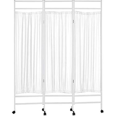Imagem de Divisória dobrável para sala de privacidade - Divisória de painel 3/4/5/6 com rodas para salão, hospital, clínica e enfermaria - Estrutura de ferro de metal durável para maior privacidade