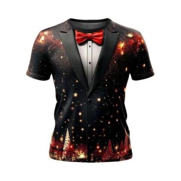Imagem de Camiseta Masculina Oversized Com Estampa 3D De Natal, Casual, Manga Cu
