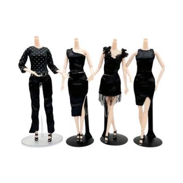 Imagem de Vestido Preto Estiloso Para Boneca De 115in 30cm 16 Com Sapatos Grátis