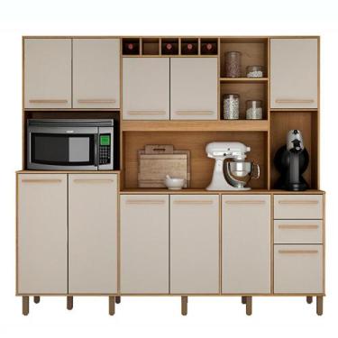 Imagem de Cozinha Compacta 11 Portas 2 Gavetas Petra 218cm - ValdeMoveis, CINAMO