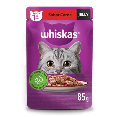 Imagem de Ração Úmida Sachê Carne Jelly para Gatos Adultos 85g Whiskas