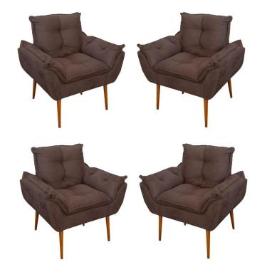 Imagem de Kit 04 Cadeiras Poltronas De Luxo Opala Sala, Quarto Cor:marrom