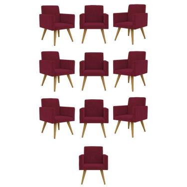 Imagem de Kit 10 Cadeiras Poltronas Decorativa - Escritório - Recepção Cor:marsala