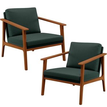 Imagem de Kit 02 Poltronas Petra B04 Linho Verde Musgo