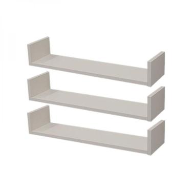 Imagem de Kit 3 Prateleiras U 100 x 25cm Branca Suporte Invisível