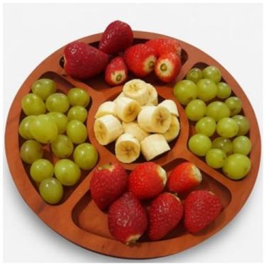 Imagem de Petisqueira de Madeira Grande Funda Redonda Para Petiscos Frios Porções Servir Bar Restaurante Lanchonete