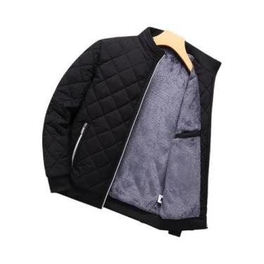 Imagem de Jaqueta Bomber Masculina Slim Fit Forrada Com Fleece Padrão Diamante M