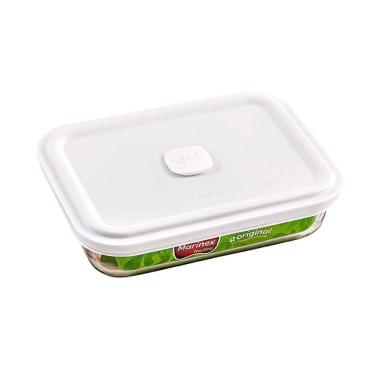 Imagem de Pote Retangular Facilita 750ml com Tampa Branca - Marinex