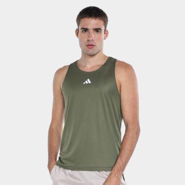 Imagem de Regata Adidas Treino Básica Masculina, Verde, Branco, GG