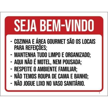 Imagem de Kit 10 Placa Acm Regras Do Airbnb Cozinha Gourmet 18X23 - Sinalizo