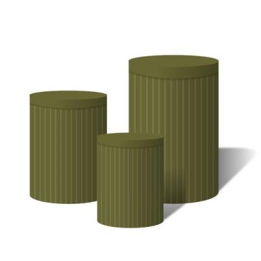Imagem de Trio Capas Para Cilindro Versátil Ripados Verde Musgo  C/ Elástico - F