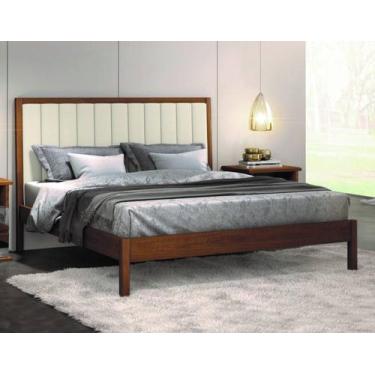 Imagem de Cama Casal Estofada Madeira Maciça 1,60m - Lisboa Montanhês - Móveis M