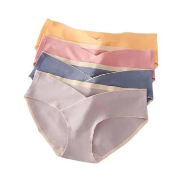 Imagem de Calcinhas De Algodão Ajustáveis De Cintura Alta Para Gestantes, Kit Co