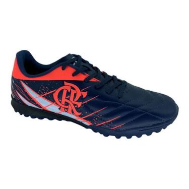 Imagem de Chuteira Society Flamengo Avanti 3 - Adulto Tamanho:40Cor:Azul/Laranja