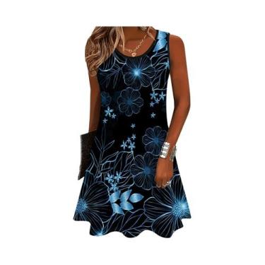 Imagem de Vestido Feminino Vibrante Com Estampa Floral 3D, Sem Mangas, Linha A, 