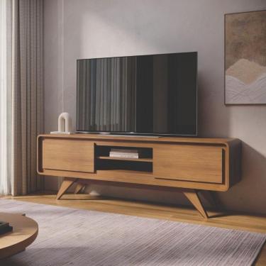 Imagem de Rack De Sala Para Tv E Decoração Estilo Retrô 1,80 Nature