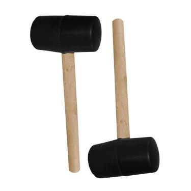 Imagem de Martelo Borracha Marreta Cabo Madeira Kit 2 Piso Azulejo Ceramica Porcelanato Parede Chao Manutencao Obra