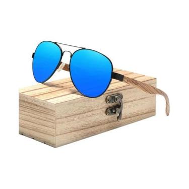 Imagem de Óculos De Sol Unissex UV400 HD Polarizados Com Armação De Madeira E Li