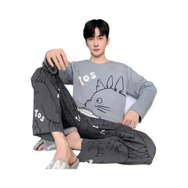 Imagem de Conjunto De Pijamas Listrados Masculinos Outono Inverno Roupas De Dorm