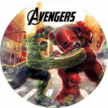 Imagem de Painel Festa Redondo Hulk e Homem de Ferro, Marvel 3d Sublimado 1,50 D