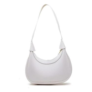 Imagem de Bolsa Hobo Meia Lua De Ombro Pequena Estilo Retrô - JS Bolsas, Branco