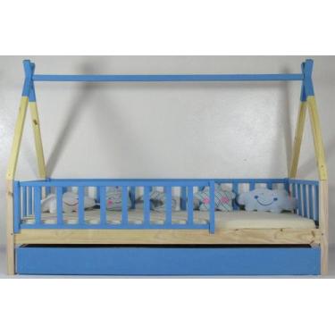 Imagem de Bicama Montessoriana Solteirão Cabana Colorida Madeira Maciça Pinus - 