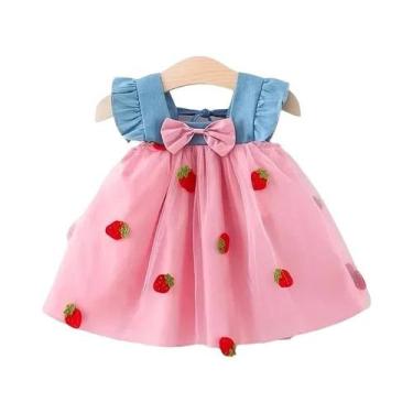 Imagem de Vestido De Verão Para Meninas De 0 a 3 Anos Com Laço Bordado E Manga V