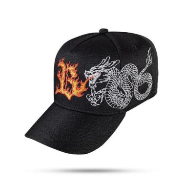Imagem de Boné Blck Brasil Snapback Dragon Fire -, Preto, Branco, UNICO