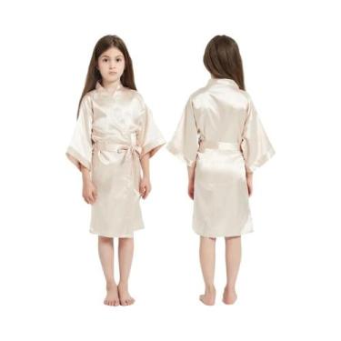 Imagem de Quimono De Seda Rosa Para Meninas, Robe De Banho Para Bebês E Crianças