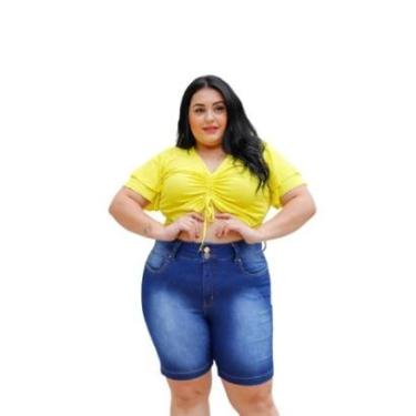Imagem de Bermuda Jeans Plus Size Adulto Feminina-Feminino