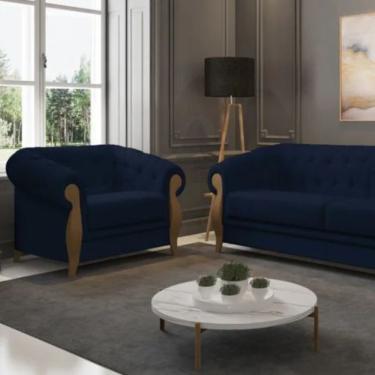 Imagem de Poltrona Delacroix Linho Azul Molufan Estofados