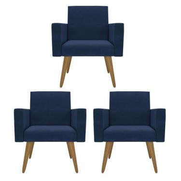 Imagem de Kit 3 Poltronas Nina Para Sala Clínica Studeo Consultório - Móveis Maf