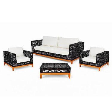 Imagem de Sofá Com Poltronas E Mesa Em Alumínio E Fibra Sintética Jogo - Sarah M