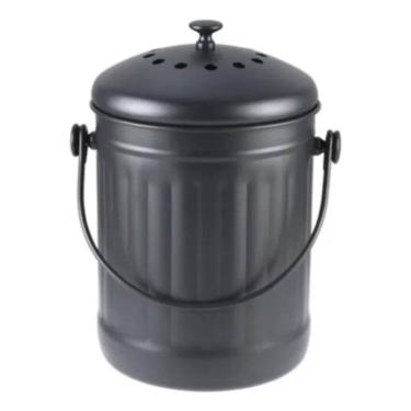 Imagem de Lixeira Cozinha 4,5l Preta Aco 29x22x19cm Com Tampa