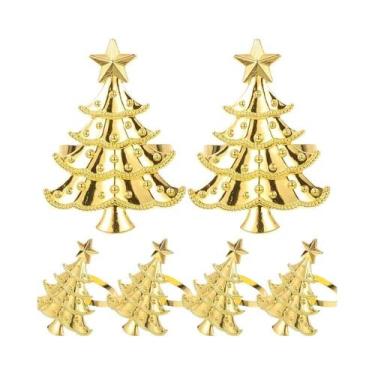 Imagem de Anéis De Guardanapo De Natal 6 Peças Enfeites De Árvore De Natal Decor